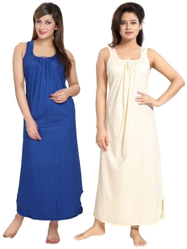     			INNER BEATS Multicolor Cotton Blend Women's Nightwear Nighty & Night Gowns ( Pack of 2 )