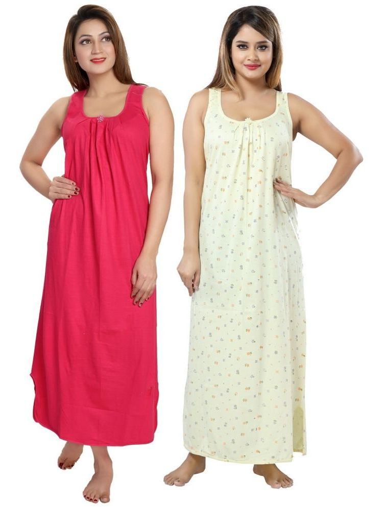     			INNER BEATS Multicolor Cotton Blend Women's Nightwear Nighty & Night Gowns ( Pack of 2 )