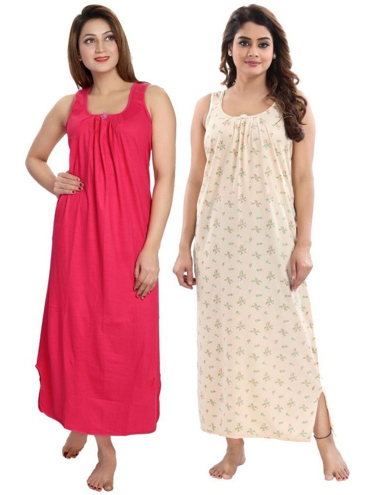     			INNER BEATS Multicolor Cotton Blend Women's Nightwear Nighty & Night Gowns ( Pack of 2 )