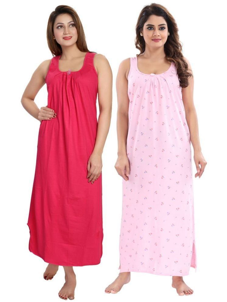     			INNER BEATS Multicolor Cotton Blend Women's Nightwear Nighty & Night Gowns ( Pack of 2 )