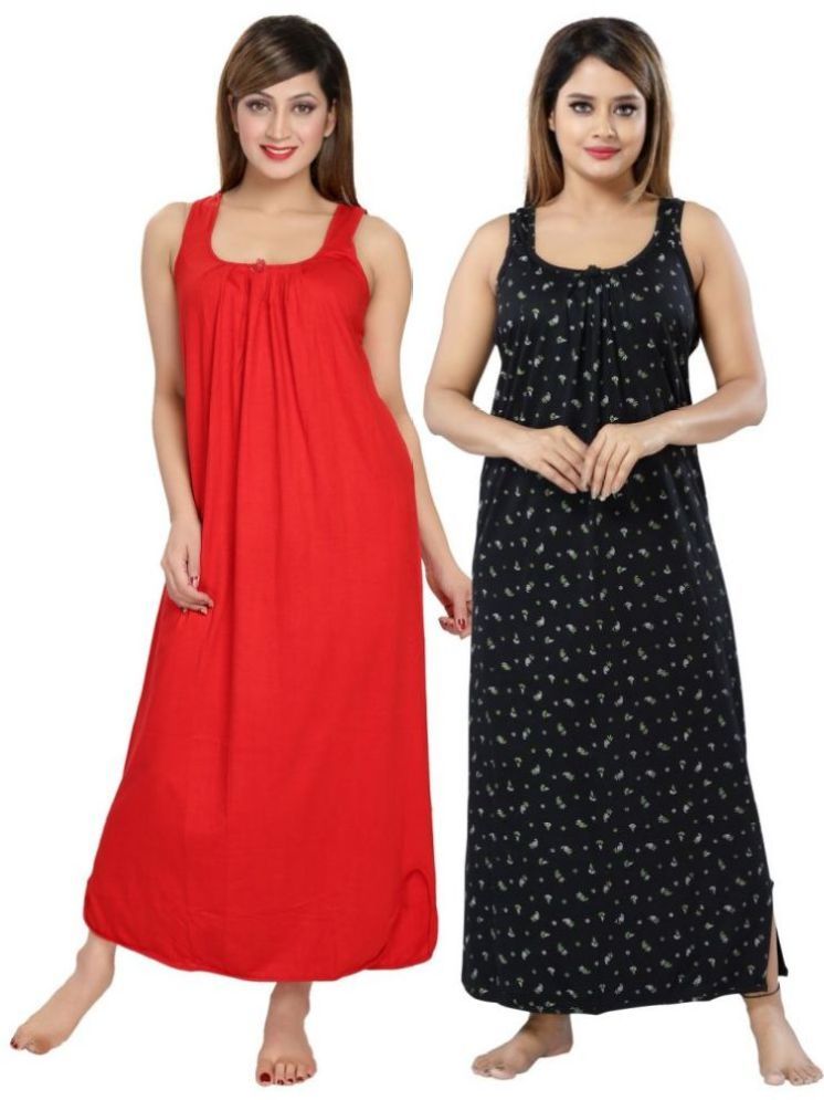     			INNER BEATS Multicolor Cotton Blend Women's Nightwear Nighty & Night Gowns ( Pack of 2 )