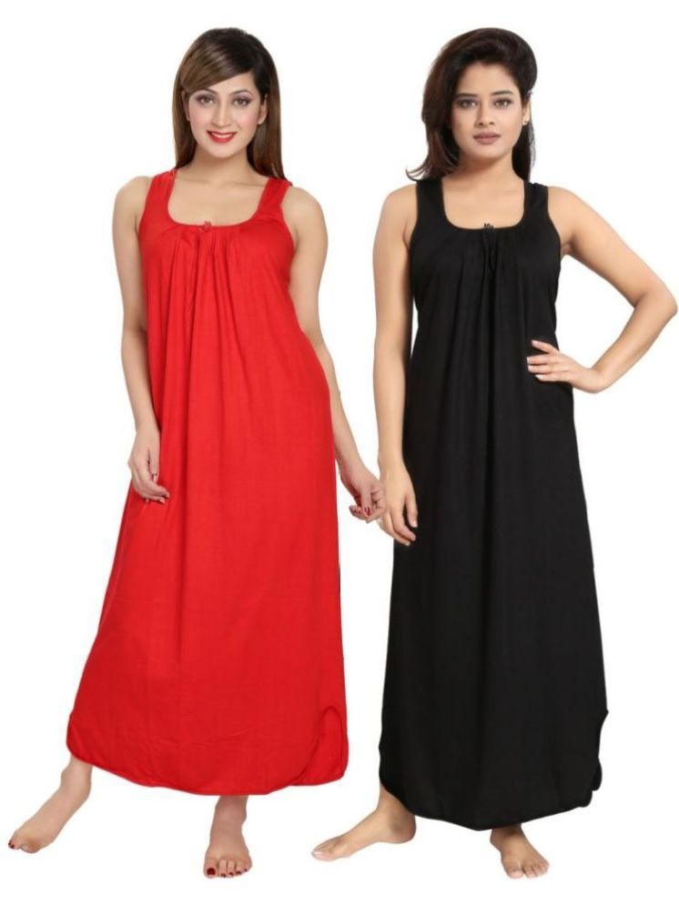     			INNER BEATS Multicolor Cotton Blend Women's Nightwear Nighty & Night Gowns ( Pack of 2 )