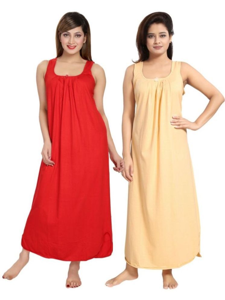     			INNER BEATS Multicolor Cotton Blend Women's Nightwear Nighty & Night Gowns ( Pack of 2 )