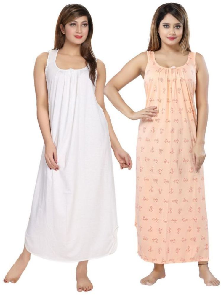     			INNER BEATS Multicolor Cotton Blend Women's Nightwear Nighty & Night Gowns ( Pack of 2 )