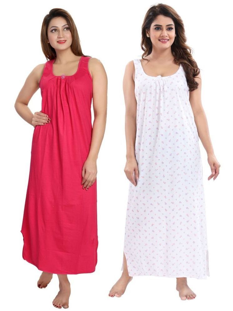     			INNER BEATS Multicolor Cotton Blend Women's Nightwear Nighty & Night Gowns ( Pack of 2 )