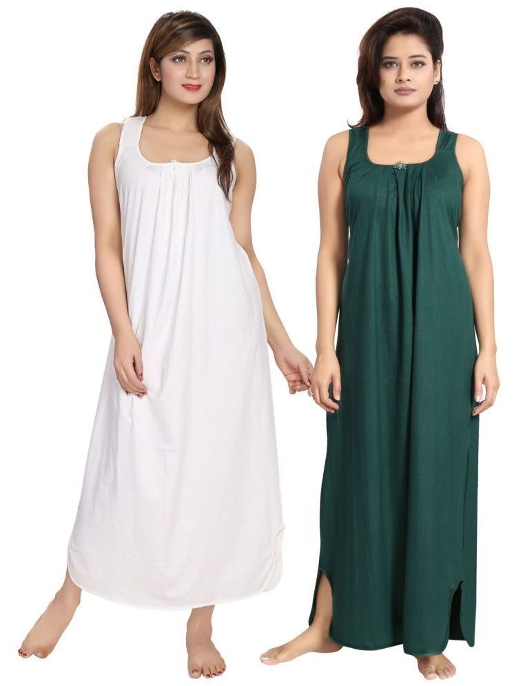     			INNER BEATS Multicolor Cotton Blend Women's Nightwear Nighty & Night Gowns ( Pack of 2 )