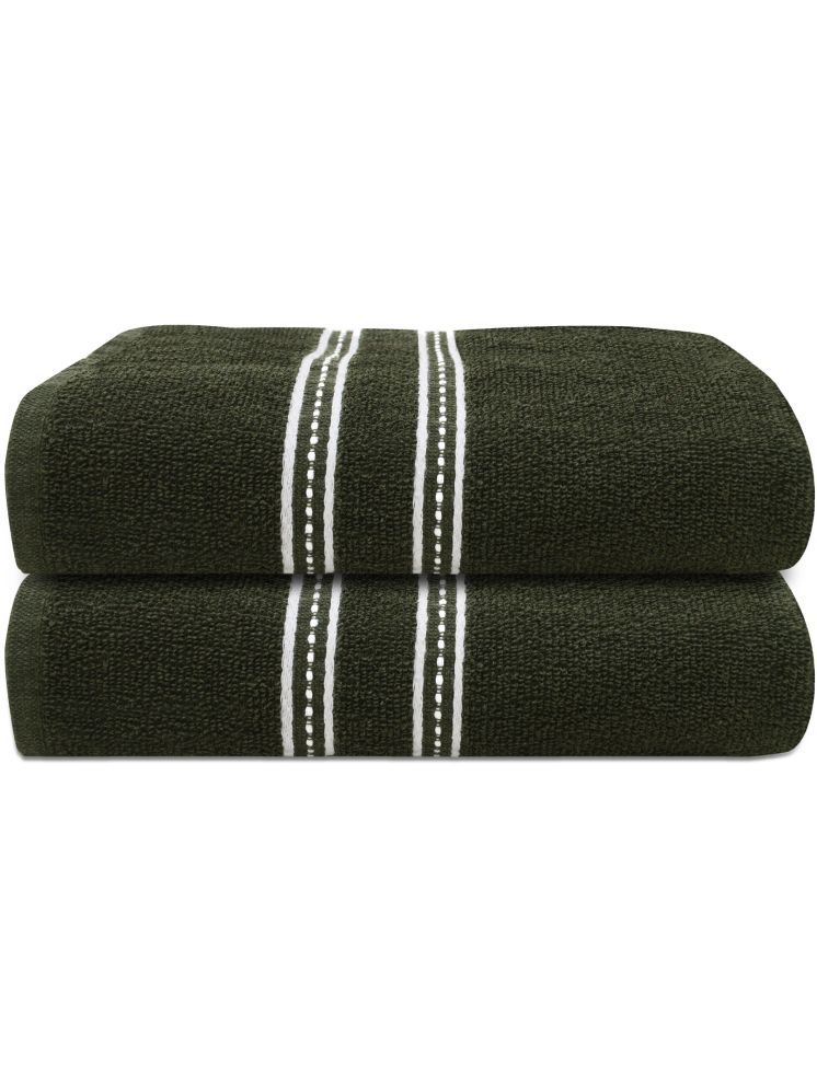     			LADLI JEE Cotton Striped 400 -GSM Bath Towel ( Pack of 2 ) - Green