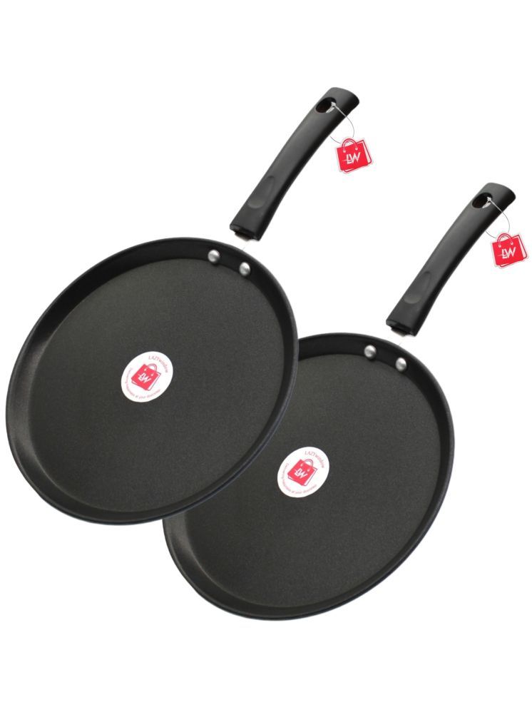     			LAZYWINDOW Nonstick Tawa Hard Anodised Non-Stick Pan ( Pack of 2 )