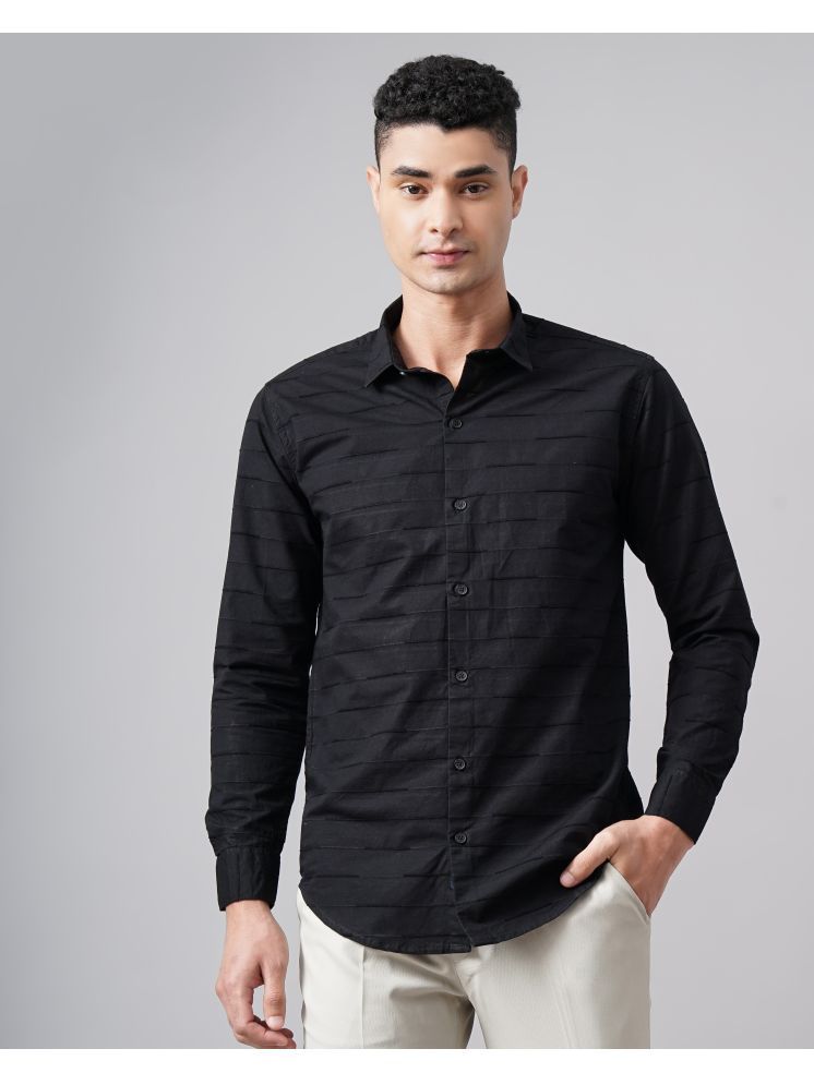     			Paul Street Cotton Blend Slim Fit Striped Full Sleeves Men's Casual Shirt - Black ( Pack of 1 )