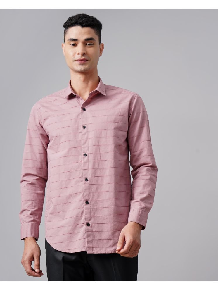     			Paul Street Cotton Blend Slim Fit Striped Full Sleeves Men's Casual Shirt - Pink ( Pack of 1 )