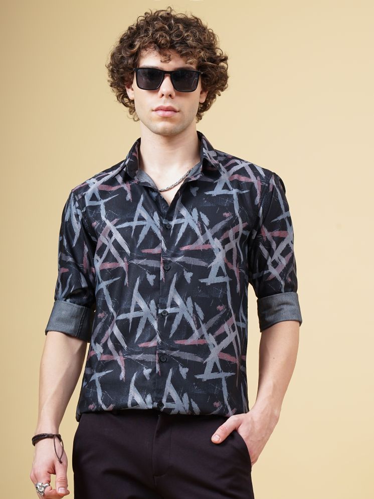     			Paul Street Polyester Slim Fit Printed Full Sleeves Men's Casual Shirt - Black ( Pack of 1 )