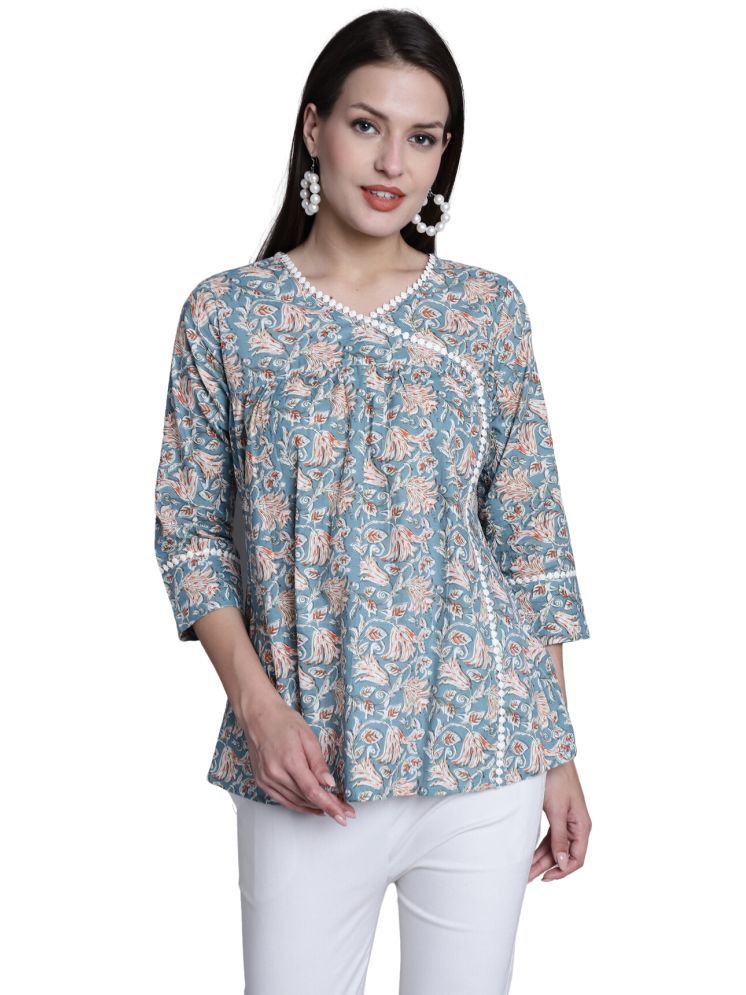     			Rajnandini Cotton Printed A-line Women's Kurti - Green ( Pack of 1 )