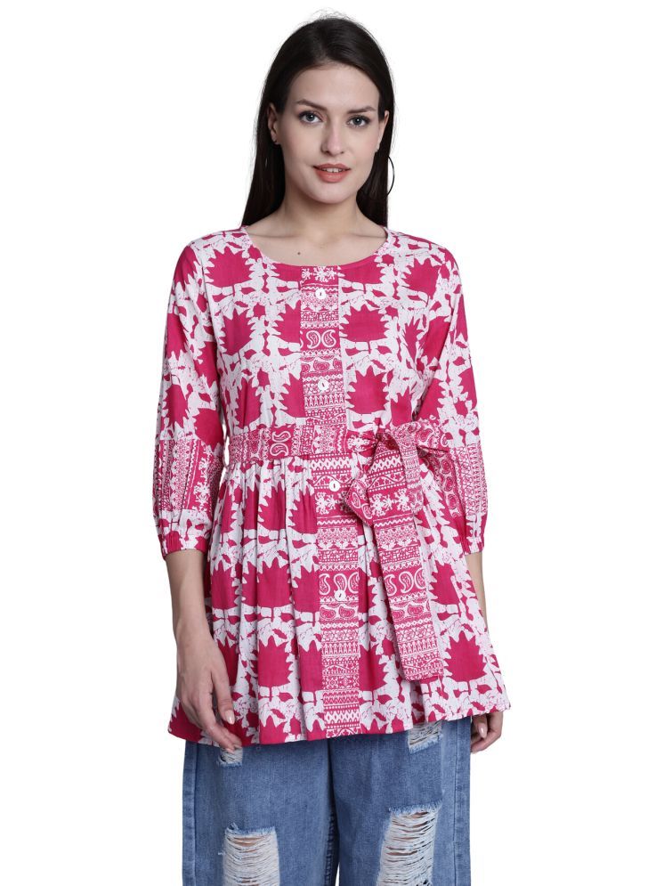     			Rajnandini Cotton Printed Flared Women's Kurti - Multicolor ( Pack of 1 )