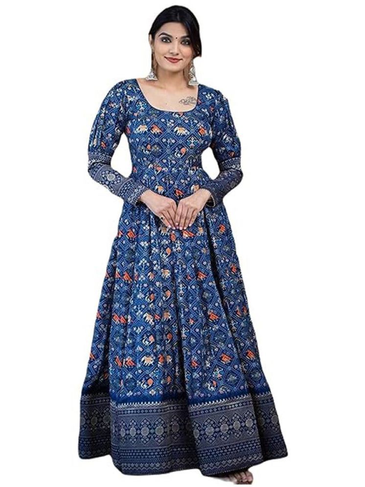     			SILK SUTRA Georgette Printed Ethnic Top With Salwar Women's Stitched Salwar Suit - Blue ( Pack of 1 )