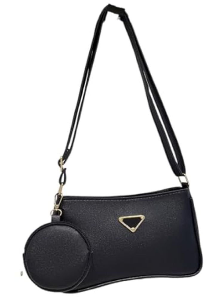     			Santorini Black PU Sling Bag