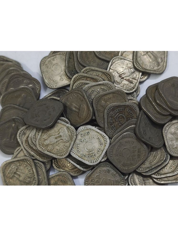     			Very Rare 5 Paise Nickel 100 Coins Lot ~ Mixed Year