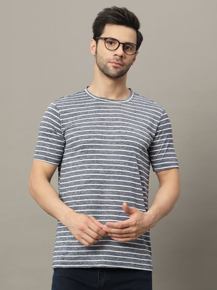     			XFOX Cotton Blend Regular Fit Striped Half Sleeves Men's Round T-Shirt - Light Grey ( Pack of 1 )