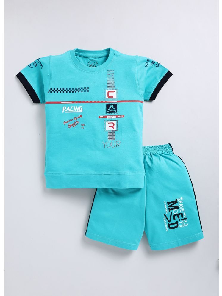     			Zeal G Blue Cotton Boys T-Shirt & Shorts ( Pack of 1 )