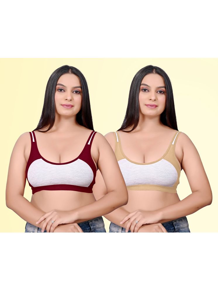     			haya fashion Pack of 2 Cotton Non Padded Women's Everyday Bra ( Multicolor ) Rima Sports D706