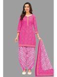 shree jeenmata collection Cotton Printed Kurti With Patiala Women's Stitched Salwar Suit - Pink ( Pack of 1 )