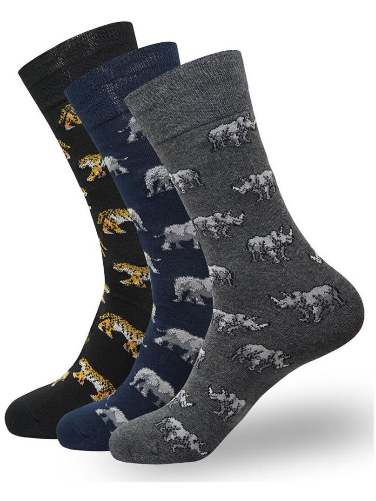     			Balenzia Cotton Blend Men's Printed Multicolor Mid Length Socks ( Pack of 3 )