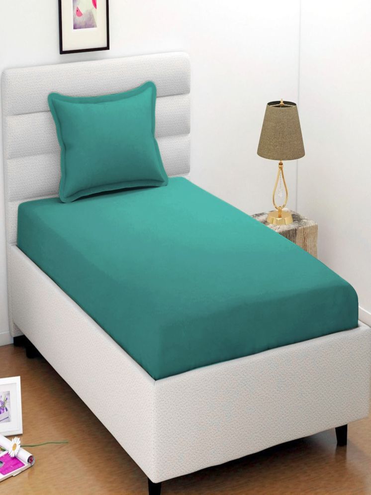     			HOKIPO Microfibre Solid Fitted Fitted bedsheet with 1 Pillow cover ( Single Bed ) - Blue