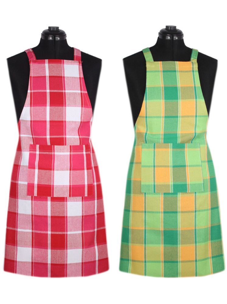     			SBN New Life Style Cotton Checks Kitchen Apron with 1 Center Pocket ( Pack of 2 )