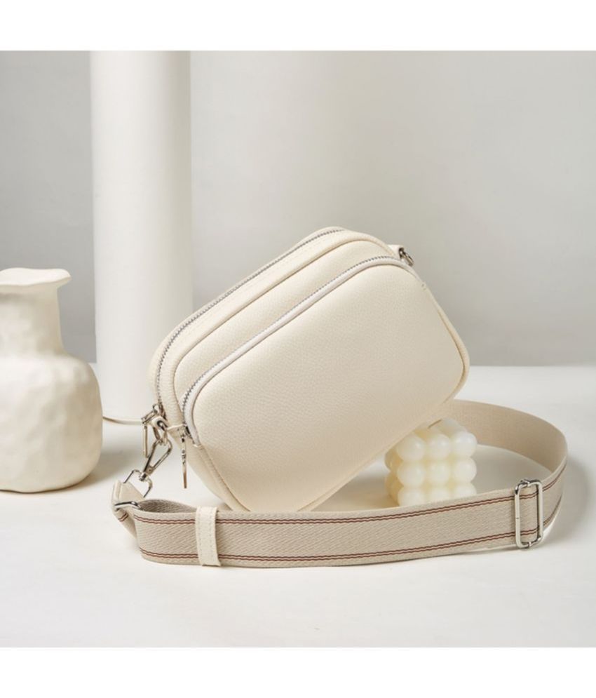     			Santorini White Faux Leather Sling Bag