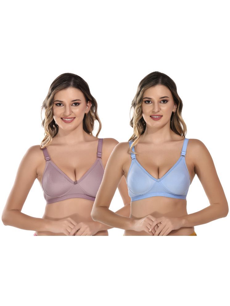     			Viral Girl Blue Cotton Non Padded Women's T-Shirt Bra ( Pack of 2 )