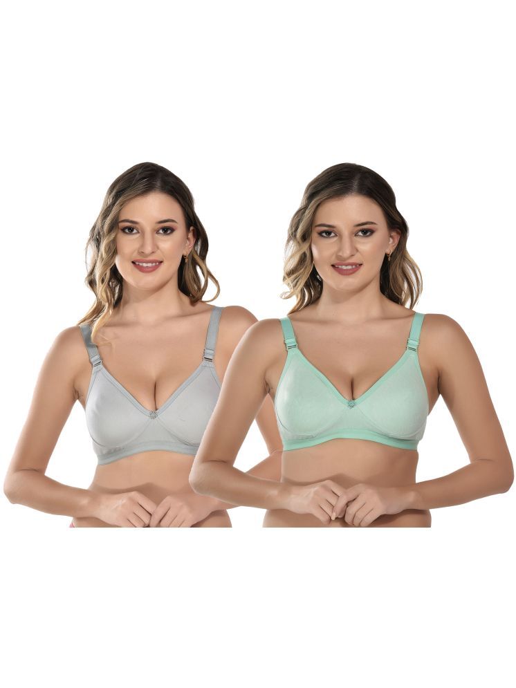     			Viral Girl Light Grey Cotton Non Padded Women's T-Shirt Bra ( Pack of 2 )