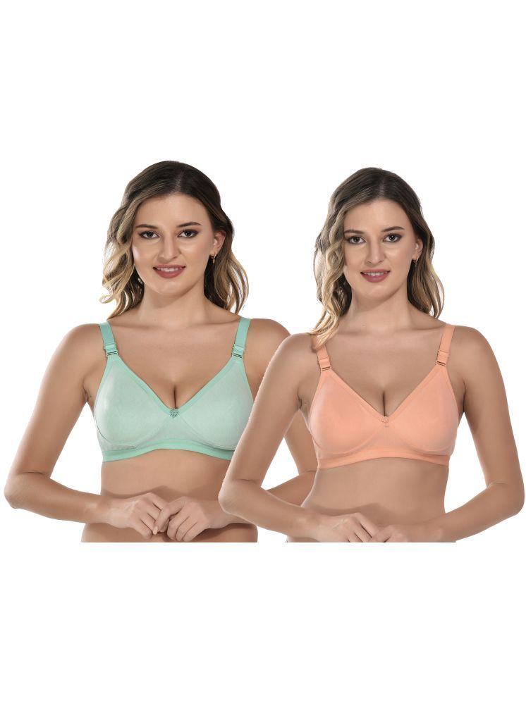     			Viral Girl Pack of 2 Cotton Non Padded Women's T-Shirt Bra ( Orange ) VM-JANNAT-LIGHTGREEN-ORANGE