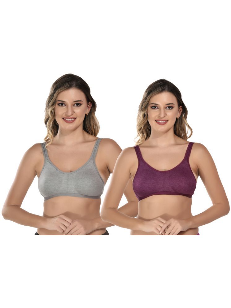     			Viral Girl Purple Cotton Non Padded Women's Everyday Bra ( Pack of 2 )