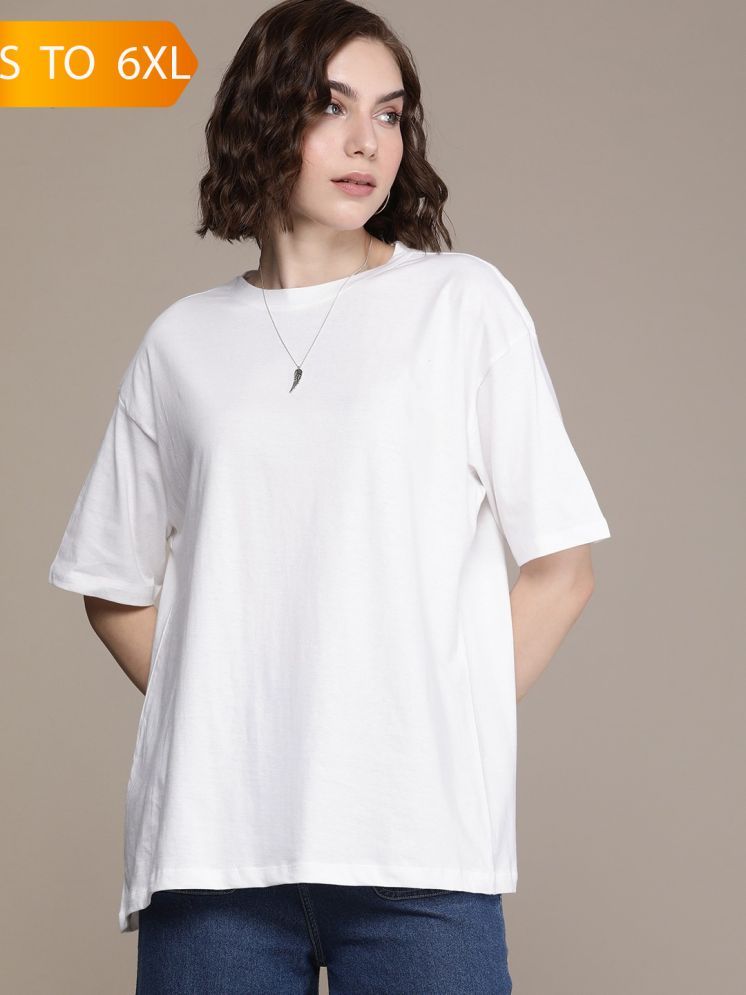     			plusperfaction White Cotton Women's T-Shirt ( Pack of 1 )