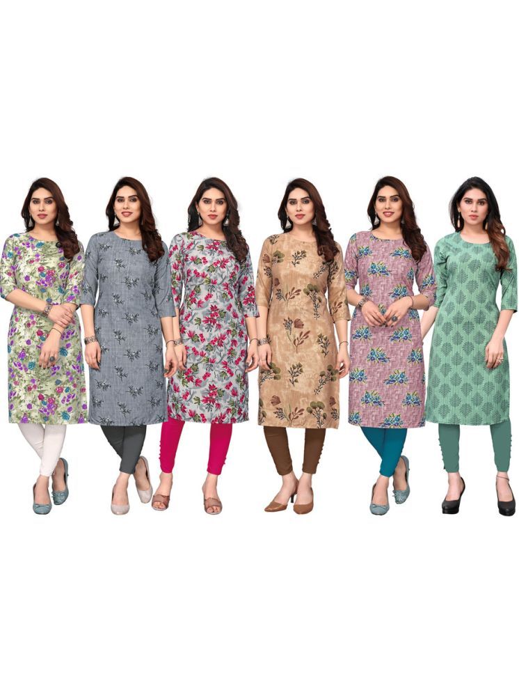     			KETAKI FASHION Crepe Printed Straight Women's Kurti - Multicolor9 ( Pack of 6 )