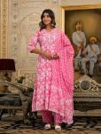 Juniper Rayon Printed Kurti With Pants Women's Stitched Salwar Suit - Pink ( Pack of 1 )