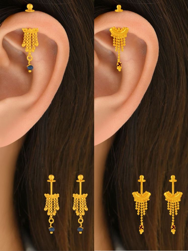     			Drashti Collection Golden EarCuff Earrings ( Pack of 2 )