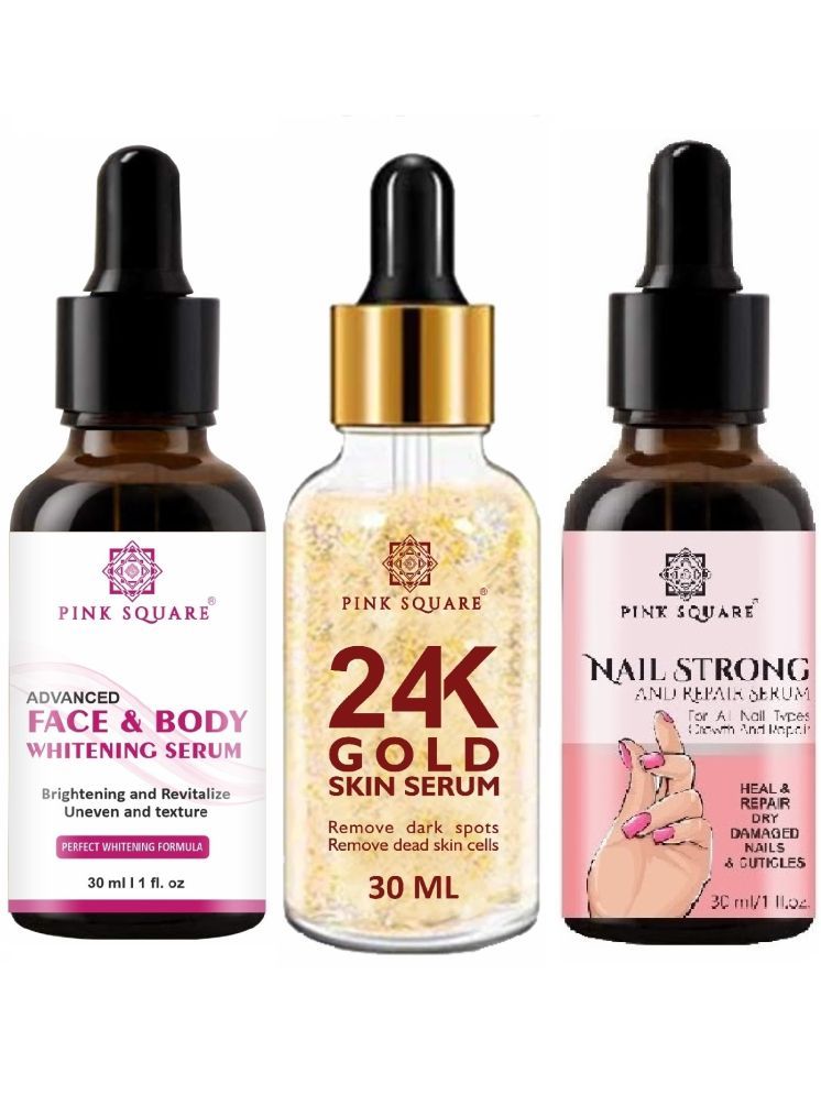     			Face and Body Whitening Serum, 24K Gold Facial Serum & Nail Strong and Repair Serum (Each,30ml) Combo of 3