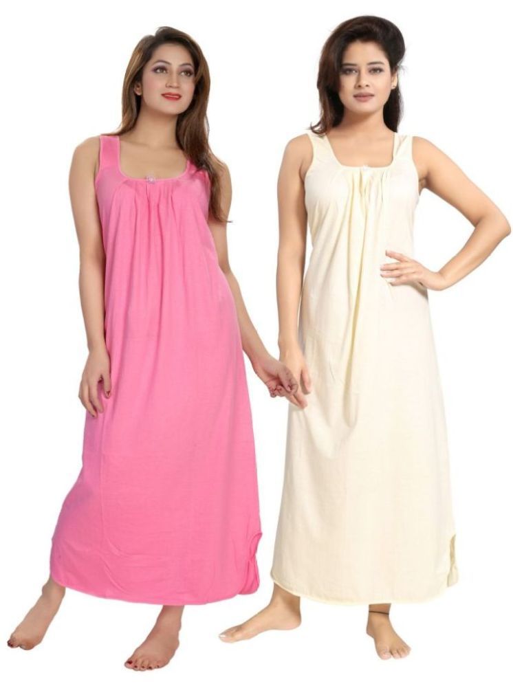     			INNER BEATS Multicolor Cotton Blend Women's Nightwear Nighty & Night Gowns ( Pack of 2 )