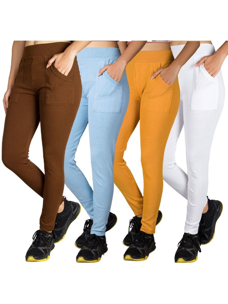     			KARARO JEGGINGS - Cotton Blend Skinny Fit Mustard Women's Jeggings ( Pack of 4 )