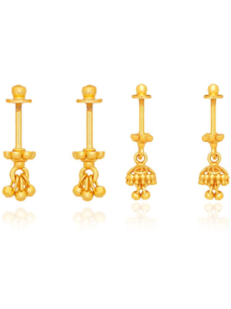     			LUV FASHION Gold Danglers Earrings ( Pack of 2 )