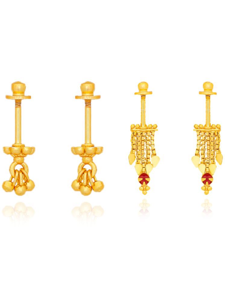     			LUV FASHION Gold Danglers Earrings ( Pack of 2 )