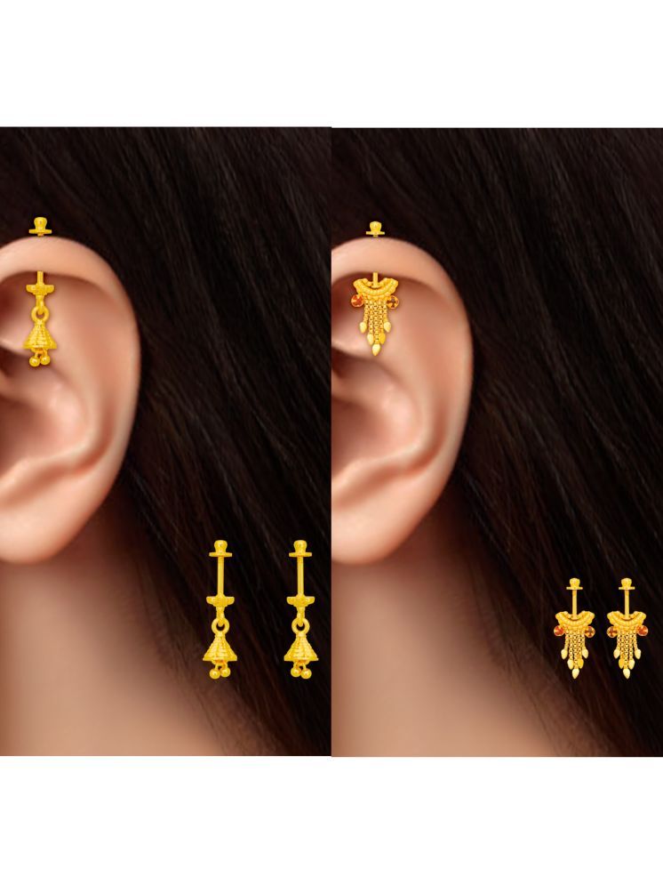     			LUV FASHION Gold EarCuff Earrings ( Pack of 2 )