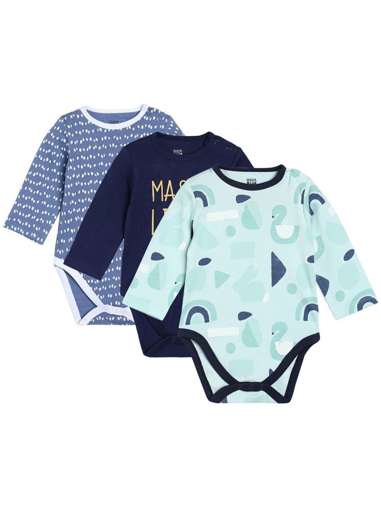     			MINI KLUB Multi Color Cotton Bodysuit For Baby Boy ( Pack of 3 )