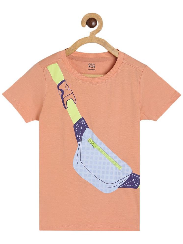     			MINI KLUB Peach Cotton Round Neck Boys T-Shirt ( Pack of 1 )