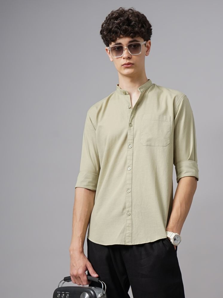     			Paul Street Linen Slim Fit Solids Rollup Sleeves Men's Casual Shirt - Green ( Pack of 1 )