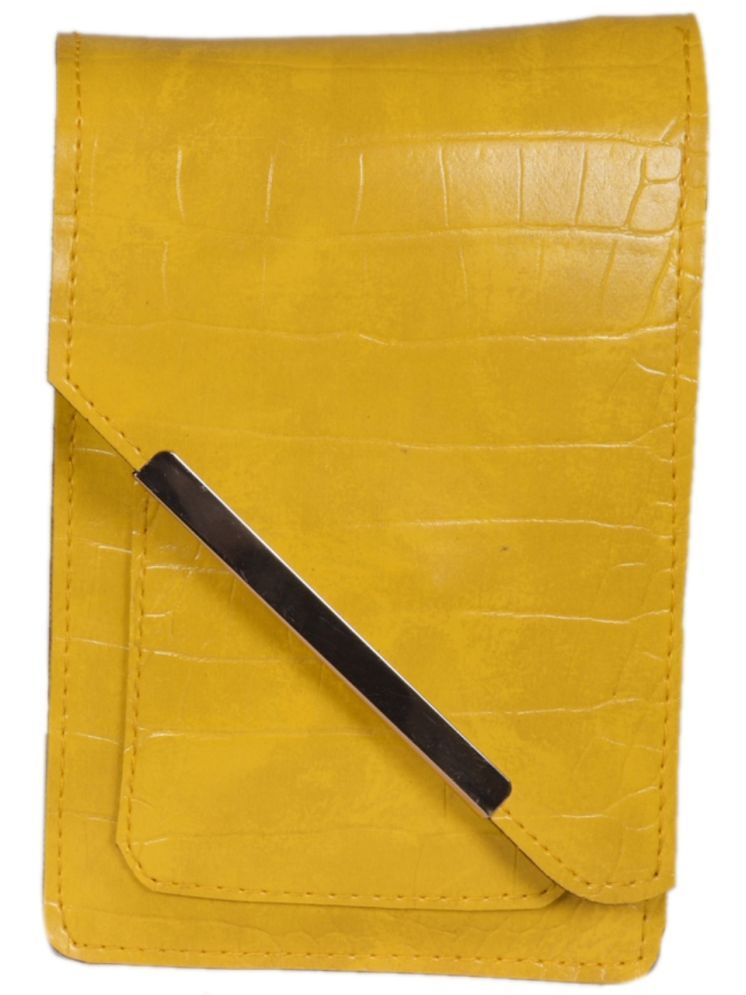     			SUNESH CREATION Yellow Fabric Sling Bag