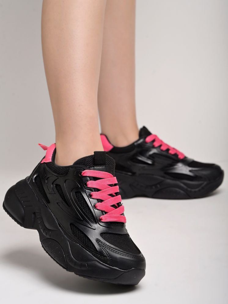     			Shoetopia Black Women's Sneakers