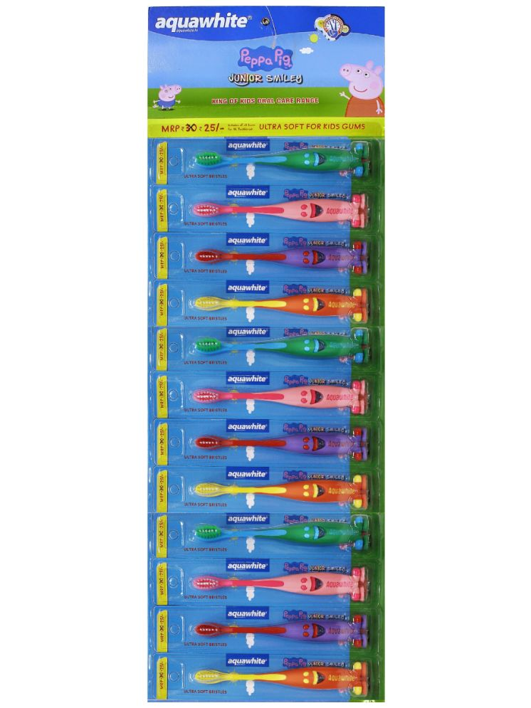     			aquawhite aquawhite Junior Smiley Toothbrush Toothbrush Pack of 12