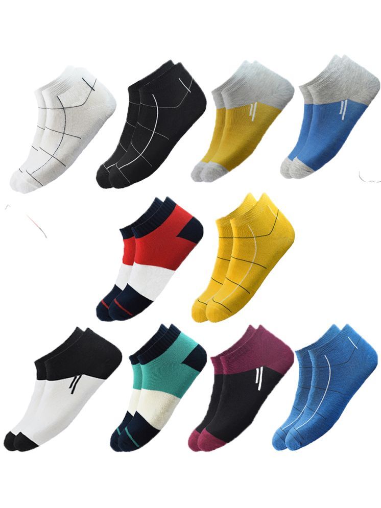     			hicode Blended Men's Striped Multicolor Ankle Length Socks ( Pack of 10 )