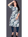 DESIGHER DREAM Crepe Printed A-line Women's Kurti - Blue ( Pack of 2 )